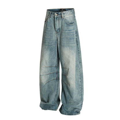 Washed Whisker Wide Leg Denim Jeans WN26037