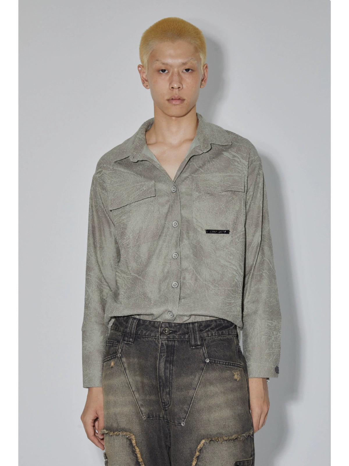 Swamp Green Textured Long Sleeve Shirt WN19046