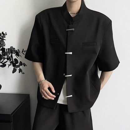 Stand Neck Shoulder-Pad Chinese Style Jacket WN19370