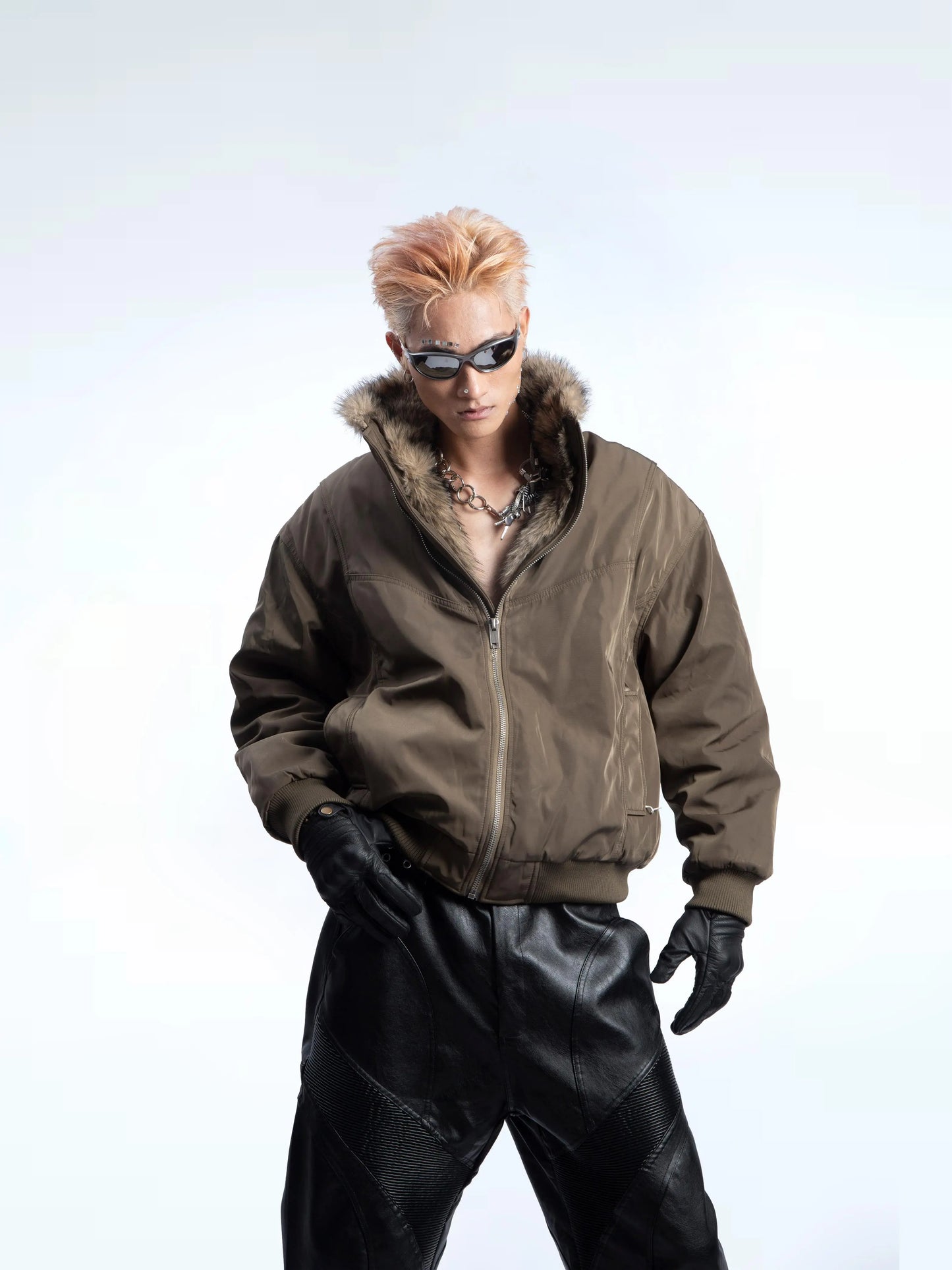 Fleece Lining Stand Neck Puffer Jacket WN20631