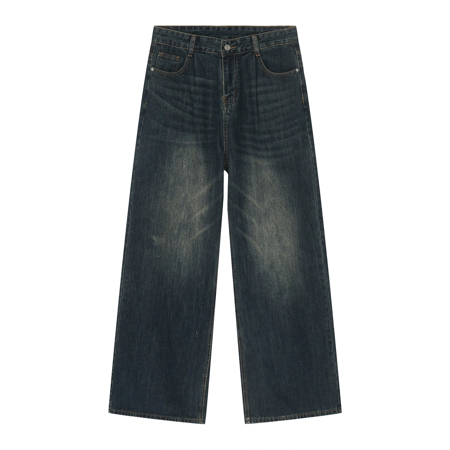 Washed Wide-Leg Straight Denim Jeans WN9542