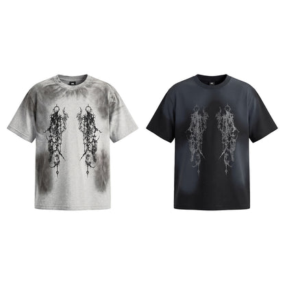 Washed Graphic Art Print Short Sleeve T-Shirt WN25500