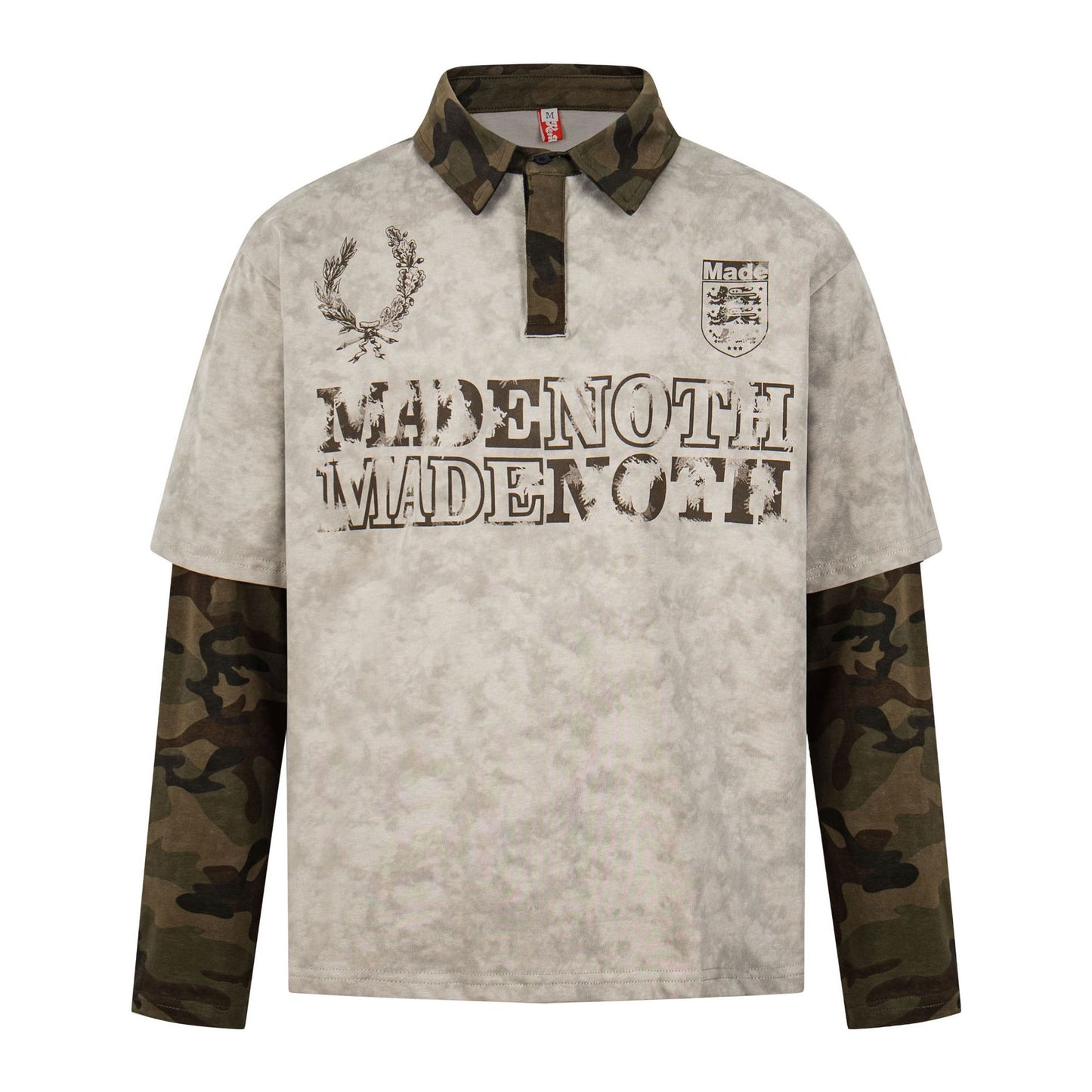 Polo Collar Fake Layered Tie-Dye Print Long Sleeve T-Shirt WN25703