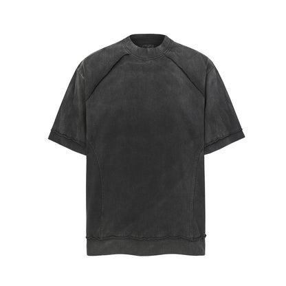 Washed Damage Raw Edge Short Sleeve T-Shirt WN23056