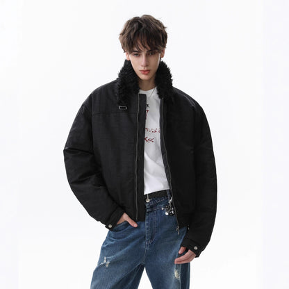 Fake Fur Collar Zipper Short Puffer Jacket WN21861