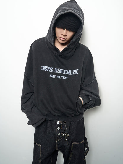 Letter Print Oversize Cropped Hoodie WN22973