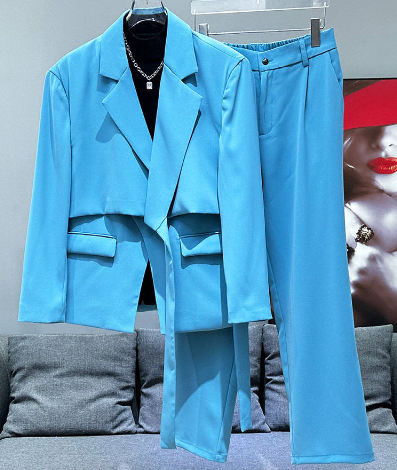 Fake Layered Tailored Jacket & Trousers Setup WN23867