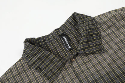 Plaid Cut Gradient Washed Short Sleeve Shirt WN25678