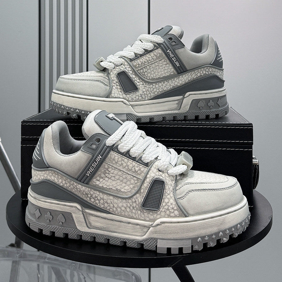 Platform Patchwork Lace-Up Sneakers WN24813