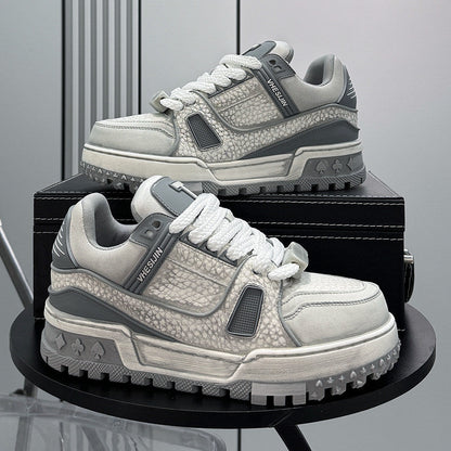 Platform Patchwork Lace-Up Sneakers WN24813