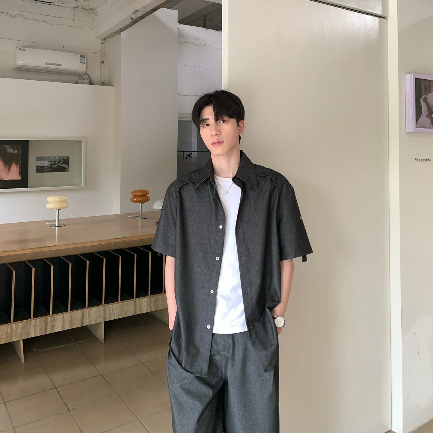 Plain Short Sleeve Shirt & Half Pants Setup WN24968