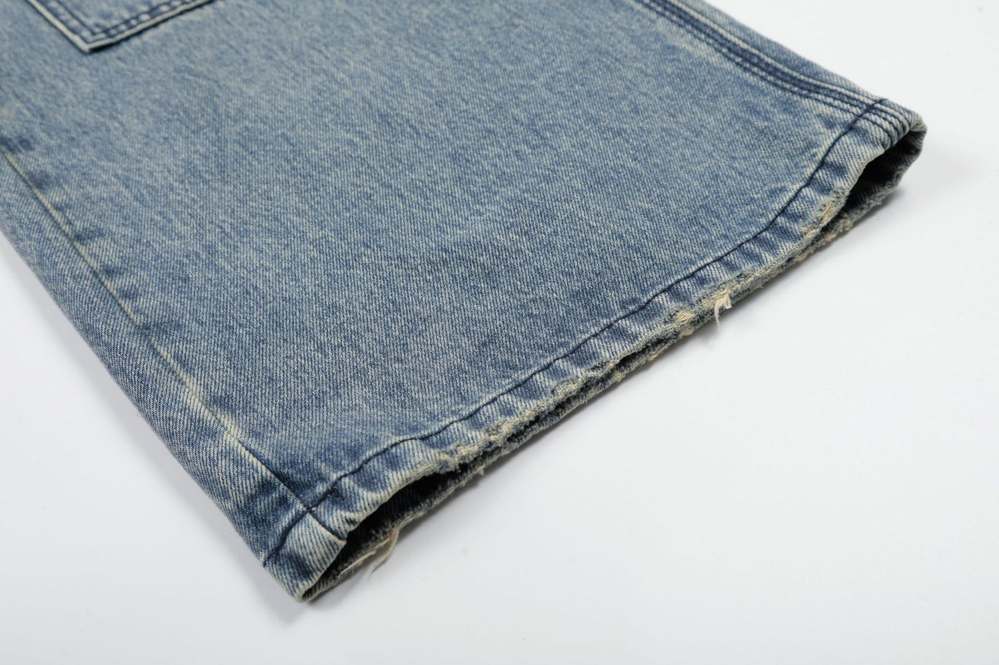 Washed Deconstruction Damage Wide Leg Denim Jeans WN25978