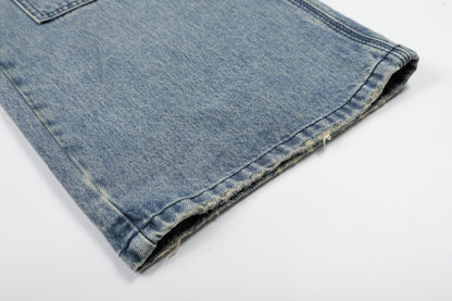 Washed Deconstruction Damage Wide Leg Denim Jeans WN25978