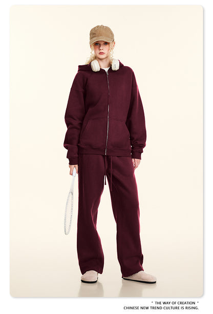 Fleece Lining Oversize Washed Zipper Hoodie WN9943