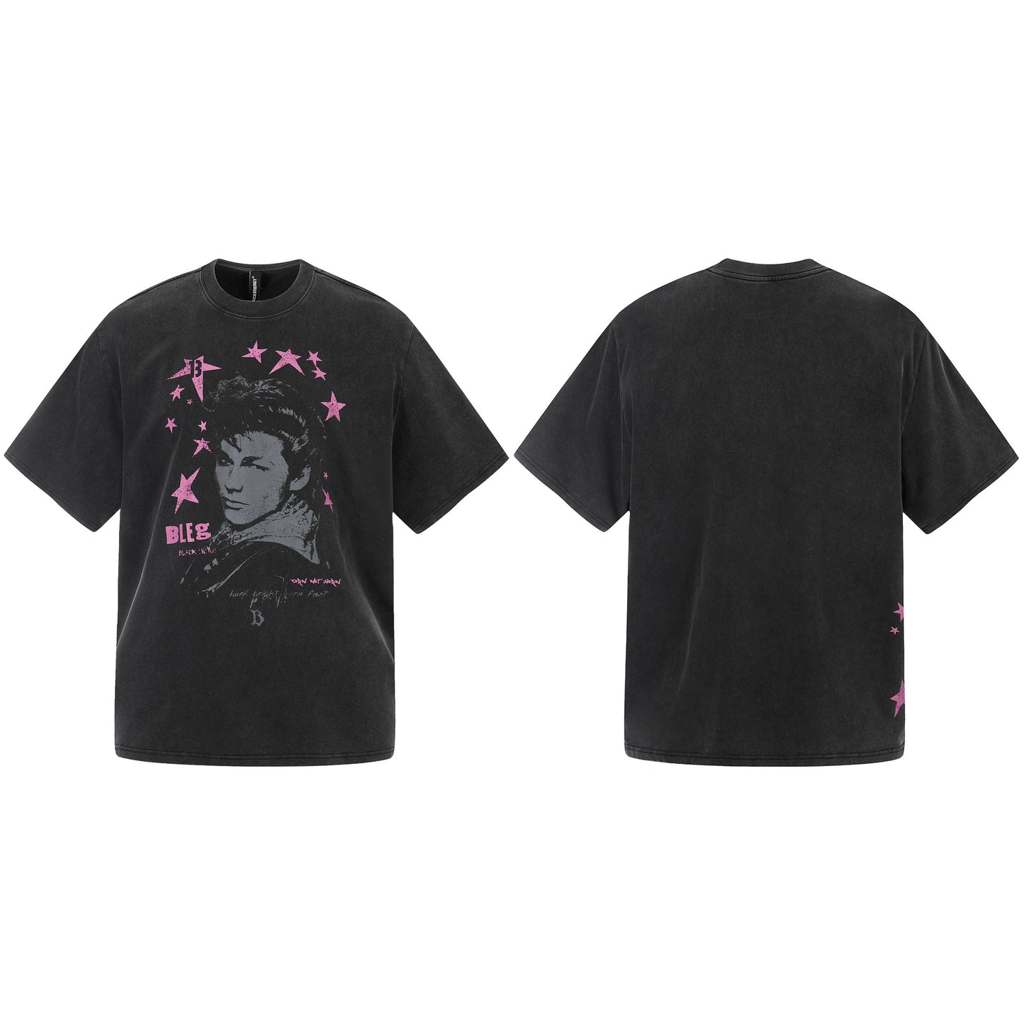 Washed Star Portrait Print Short Sleeve T-Shirt WN25535