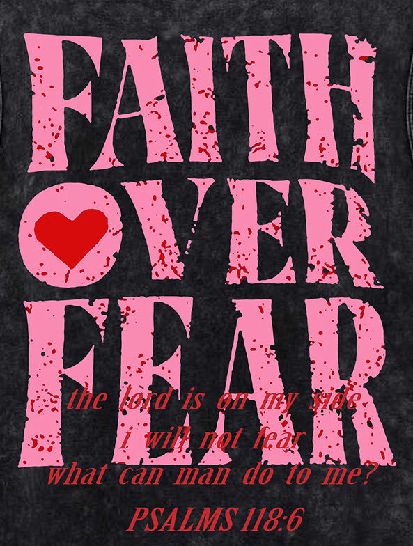Washed Damage Letter Heart Print Oversize Sleeveless T-Shirt WN26852