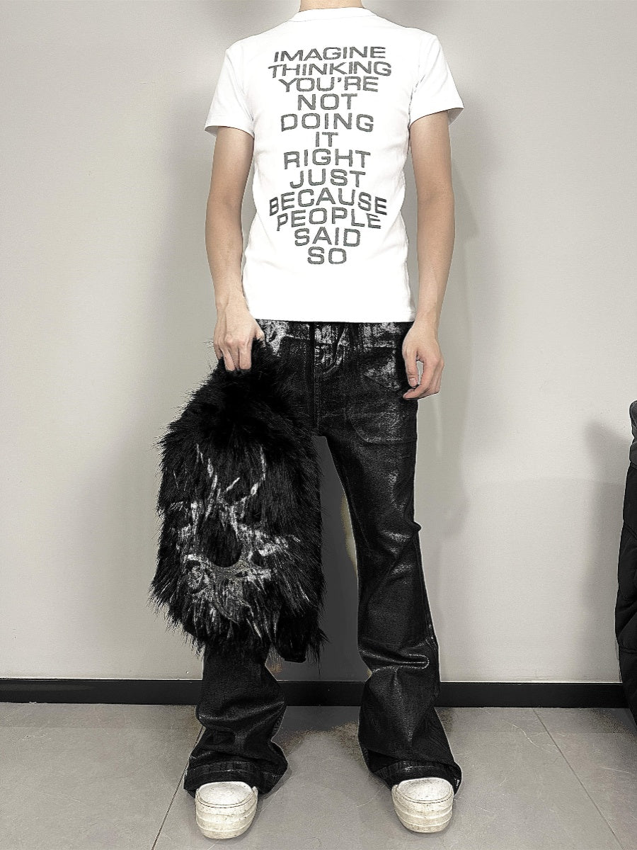 Totem Print Fur Plush Large-Capacity Backpack WN15782