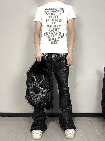 Totem Print Fur Plush Large-Capacity Backpack WN15782