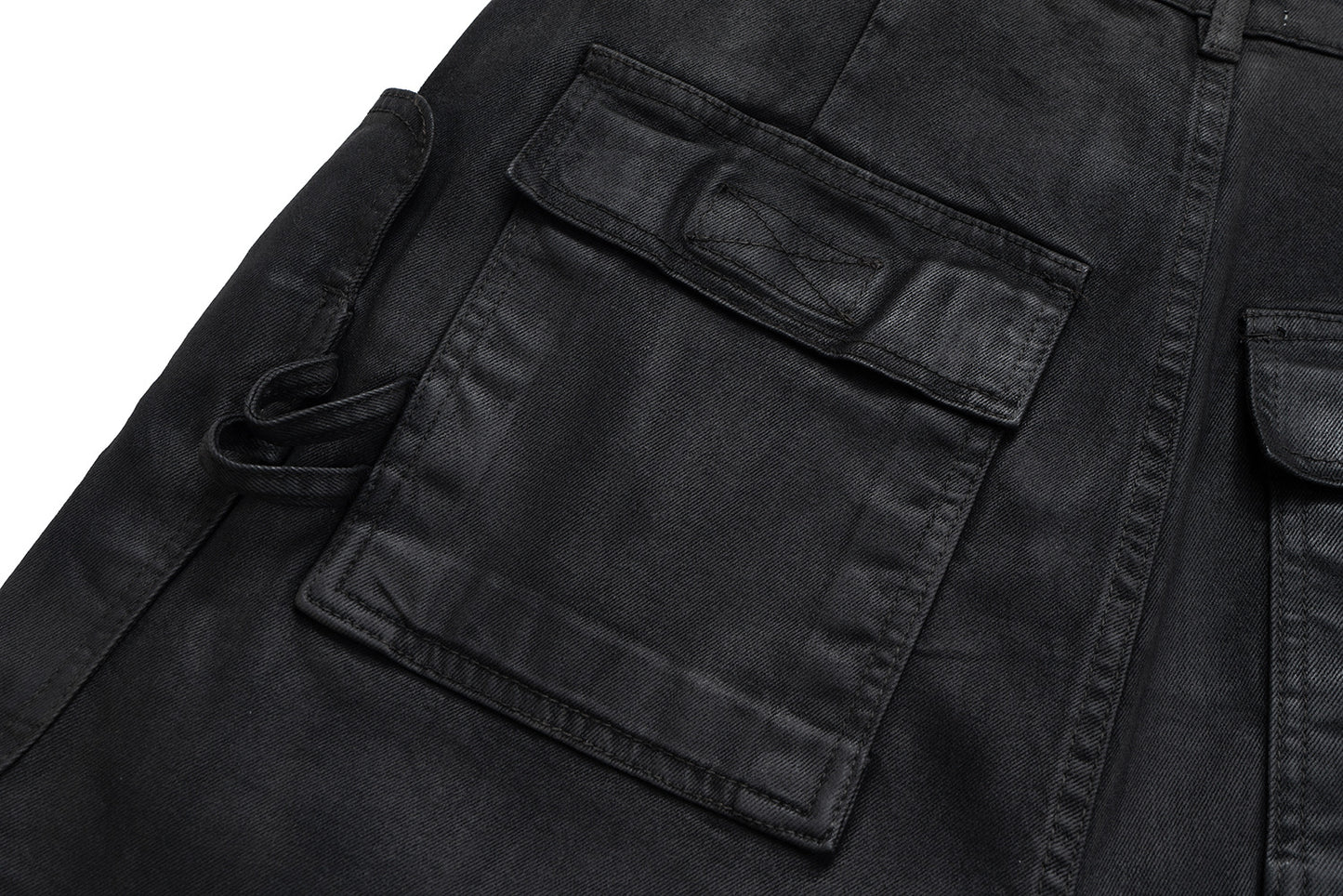 Washed Coating Cargo Pocket Denim Half Pants WN25714