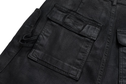 Washed Coating Cargo Pocket Denim Half Pants WN25714