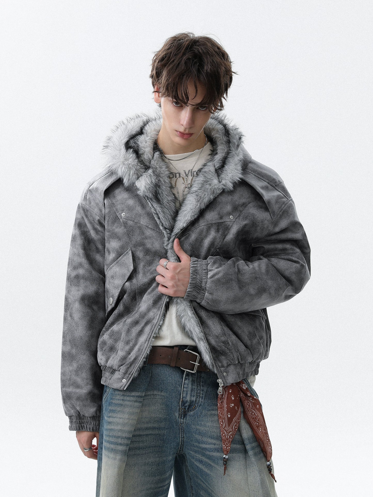 Deconstructed Design Thick Zipper Jacket WN22092