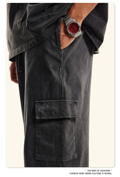 Washed Heavyweight Short Sleeve T-Shirt & Cargo Sweatpants Setup WN6063