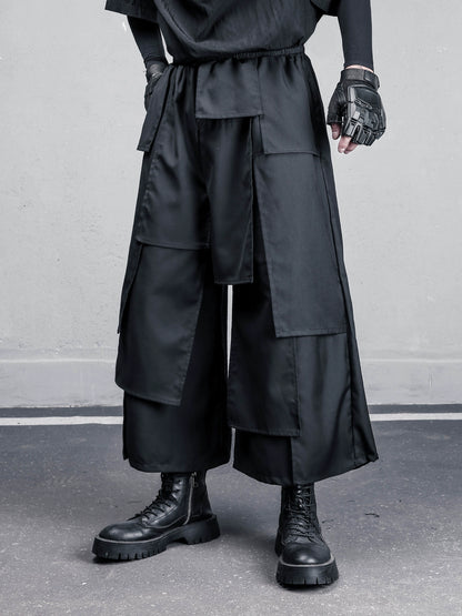 Deconstruct Mix Patchwork Cropped Wide Leg Pants WN22440