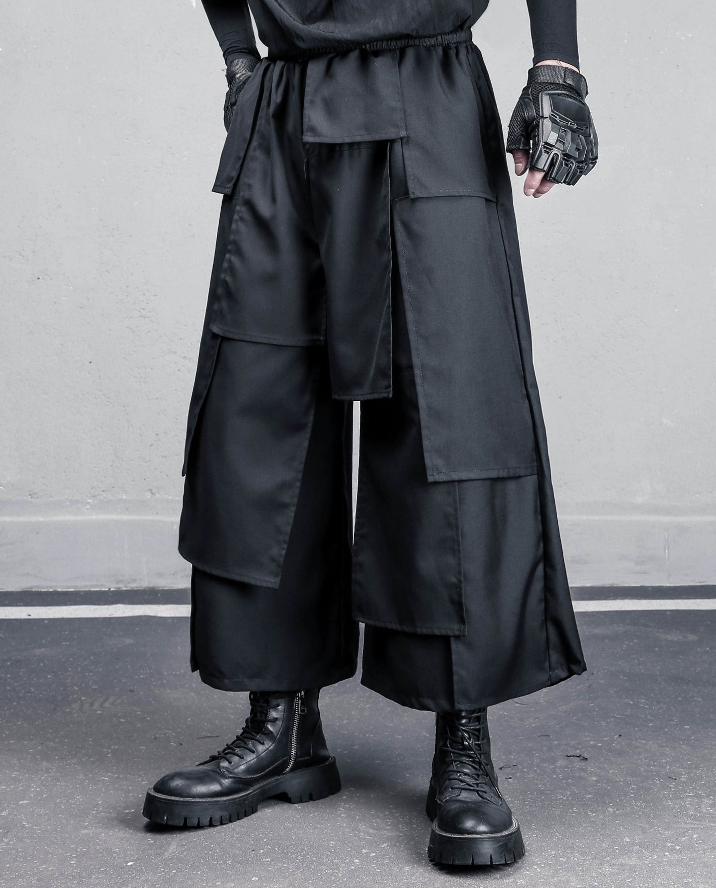 Deconstruct Mix Patchwork Cropped Wide Leg Trousers WN22440