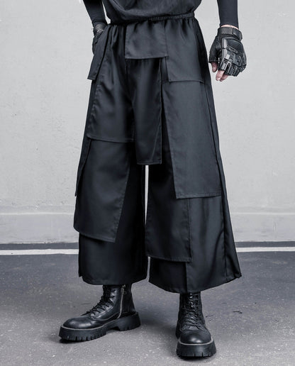 Deconstruct Mix Patchwork Cropped Wide Leg Trousers WN22440