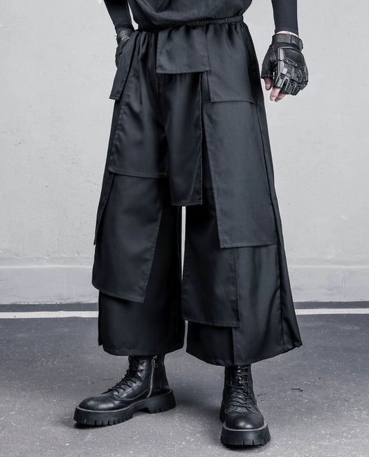 Deconstruct Mix Patchwork Cropped Wide Leg Trousers WN22440