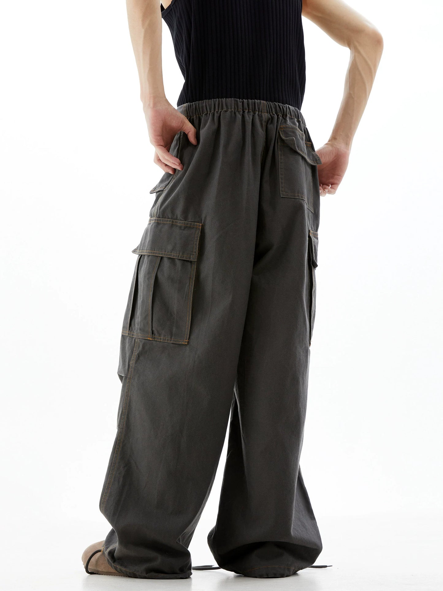 Multiple Pockets Wide-Leg Parachute Cargo Pants WN10378