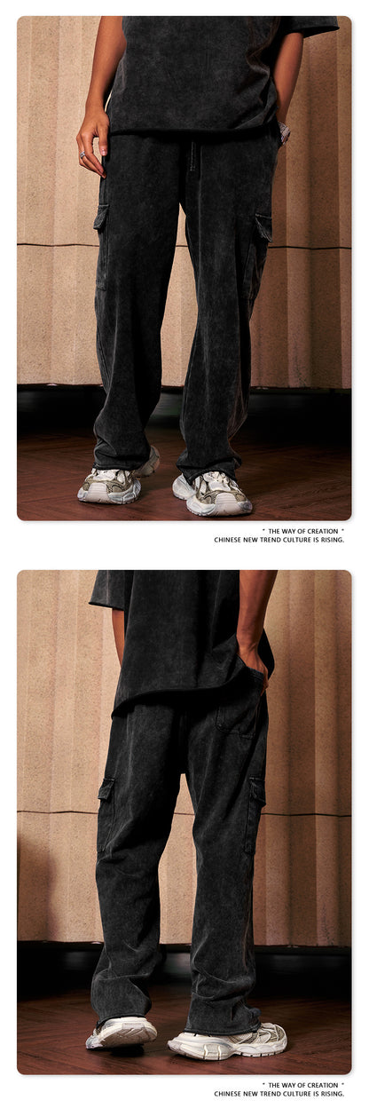 Washed Heavyweight Short Sleeve T-Shirt & Cargo Sweatpants Setup WN6063