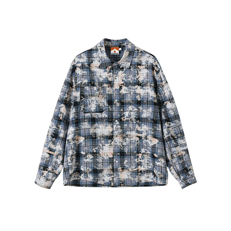 Tie-Dye Plaid Long Sleeve Shirt WN10126