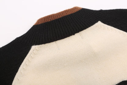 Colorblock Raglan Zipper Knit Cardigan WN11225