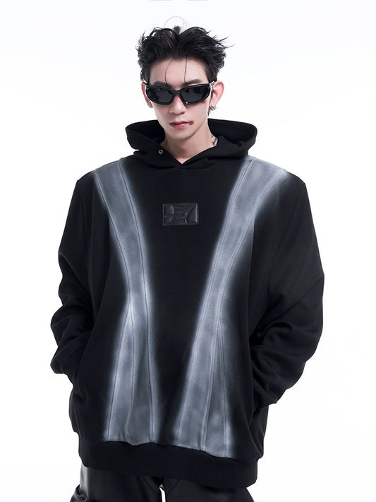 Spray Paint Shoulder Pad Heavyweight Hoodie WN8085