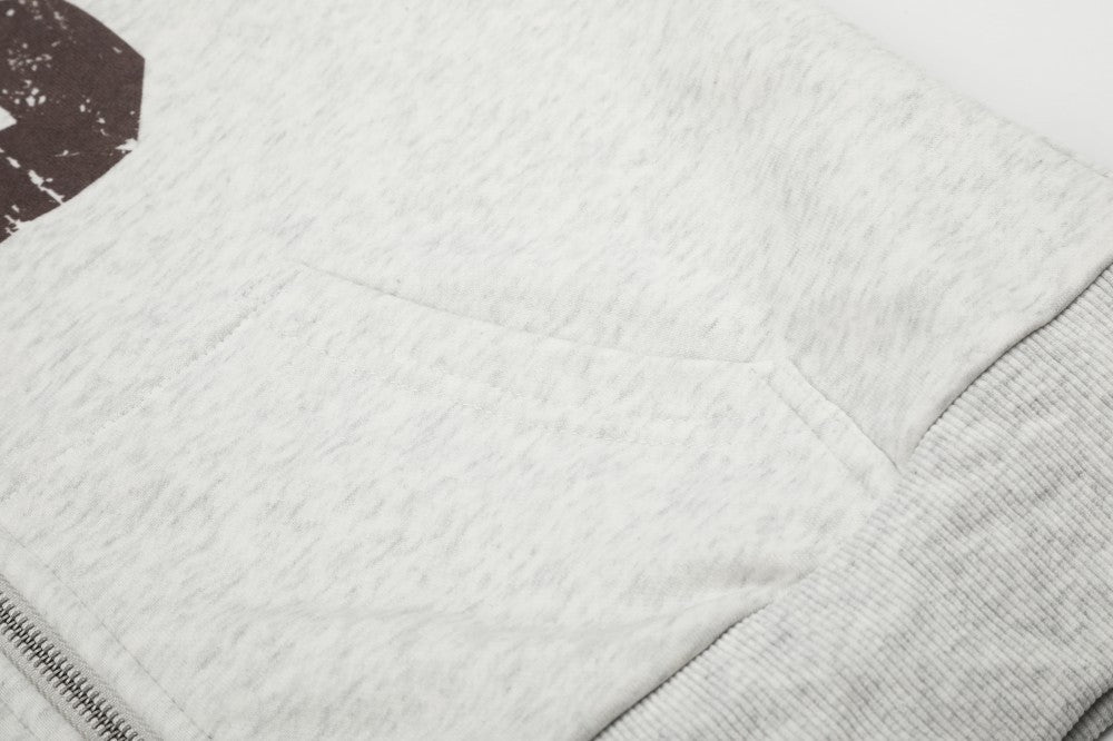 Cropped Number Graphic Zipper Hoodie WN27966