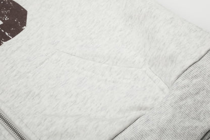 Cropped Number Graphic Zipper Hoodie WN27966