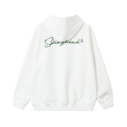 Bordado floral sudadera con capucha de gran tamaño WN11424