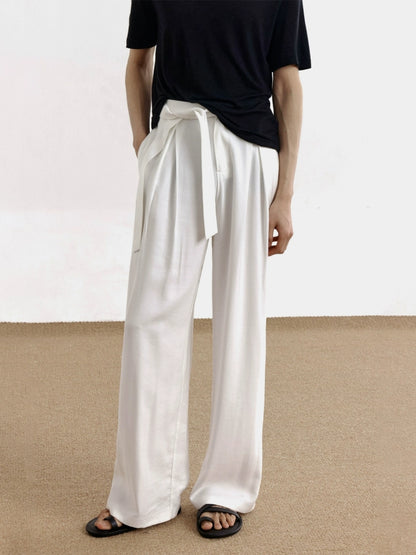 Pleats Belted Wide Leg Trousers WN21465