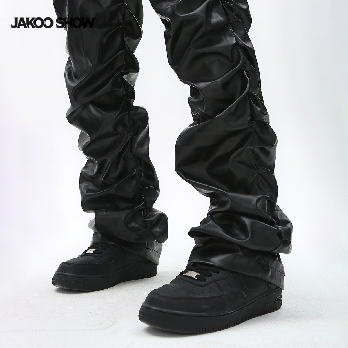 PU Leather Pleats Straight Pants WN25754