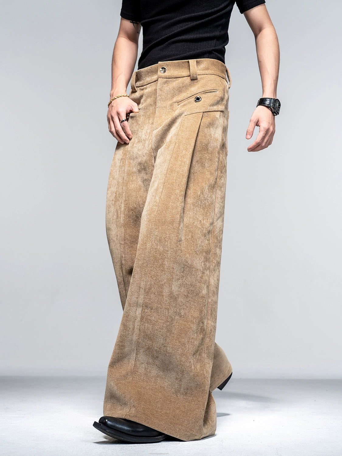 Shoulder-Pad Velvet Tailored Jacket & Wide Leg Trousers Setup WN20882