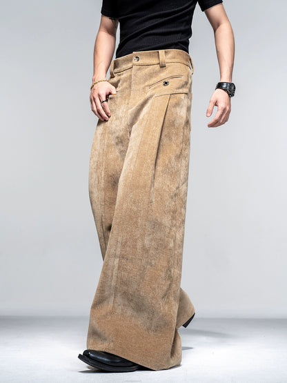 Shoulder-Pad Velvet Tailored Jacket & Wide Leg Trousers Setup WN20882