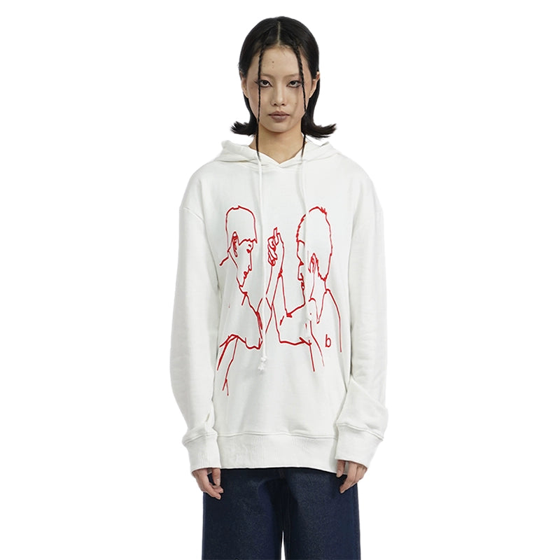 Illustration Print Hoodie WN18892