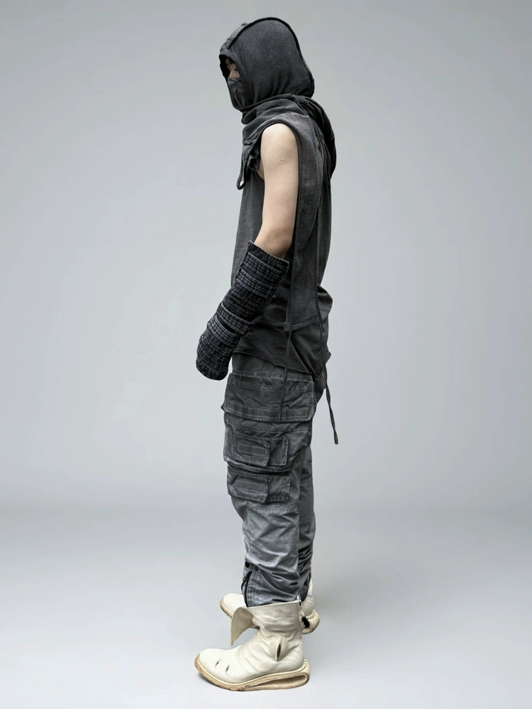 Washed Deconstructed Design Cargo Pants WN21985