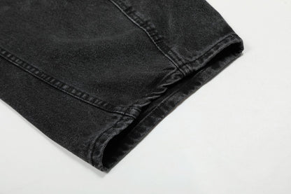 Washed Pleats Curved Denim Jeans WN25487