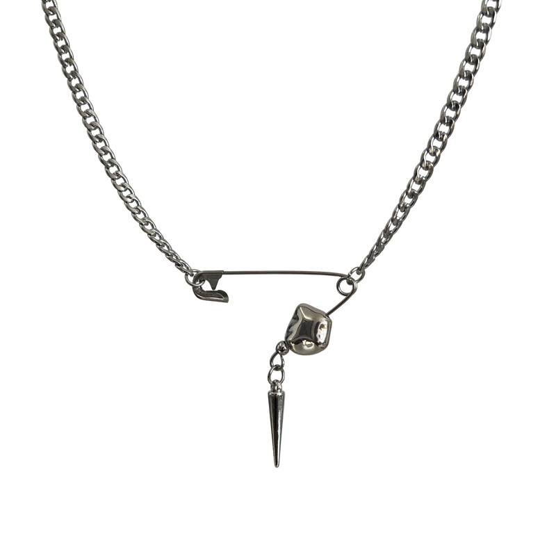 Safety Pin Rivet Punk Necklace WN19213