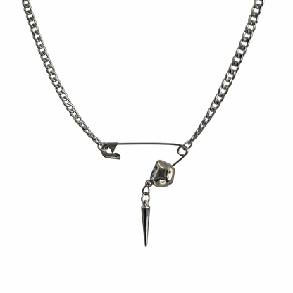 Safety Pin Rivet Punk Necklace WN19213