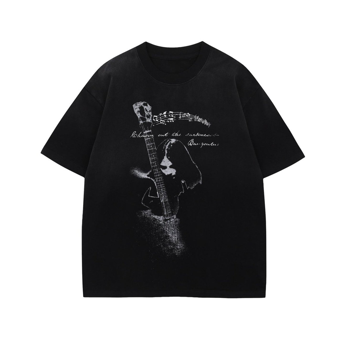 Oversize Rock Singer Print Short Sleeve T-Shirt  WN16545