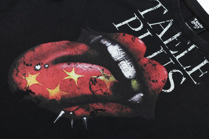 Lip Graphic Print Short Sleeve T-Shirt WN25732