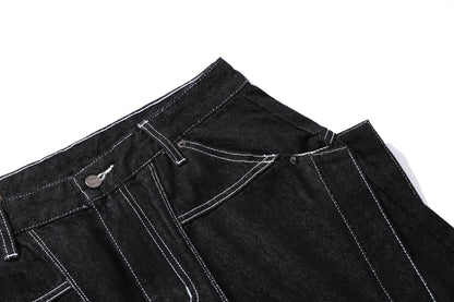 Raw Denim Deconstruction Wide Leg Half Pants WN26099